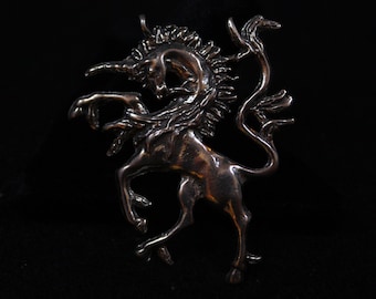 Large Unicorn Sterling Silver Pendant