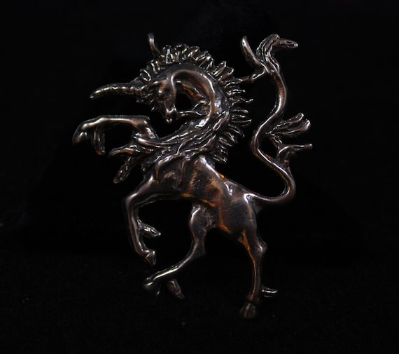 Large Unicorn Sterling Silver Pendant - image 1