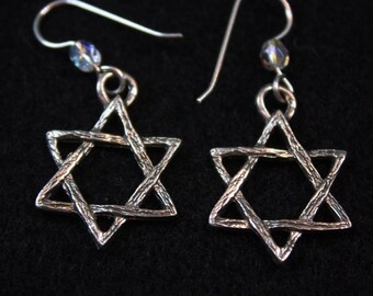 Star of David -  Sterling Silver Dangle Earrings