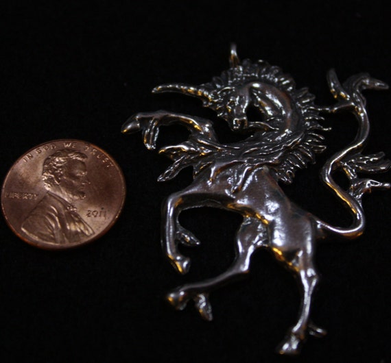 Large Unicorn Sterling Silver Pendant - image 5