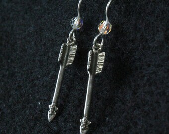Native American Arrows - Sterling Silver Dangle Earrings