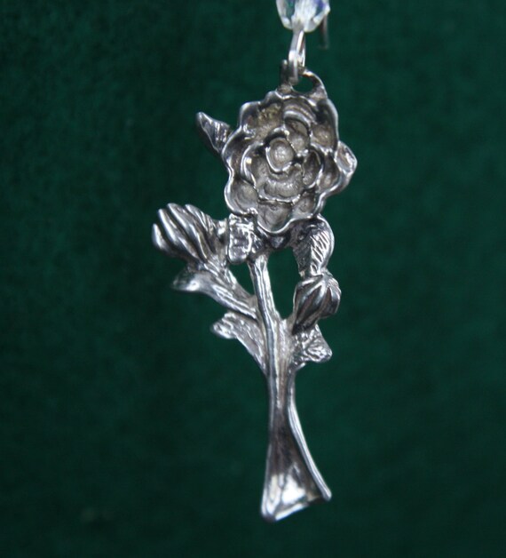 Short Stem Rose - Sterling Silver Dangle Earrings - image 4