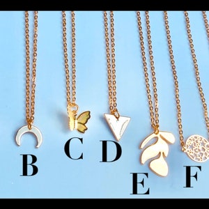 Simple Minimalist Gold Pendant Necklaces on 18&quot; Gold Plated Chains - Handmade