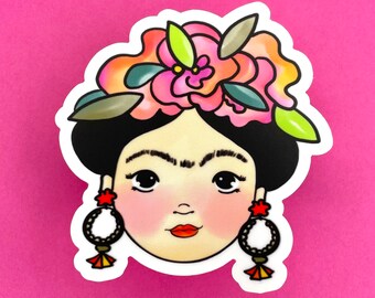 Frida Kahlo Inspired Sticker, Frida Laptop Sticker, Frida Theme Sticker, Cute Frida Sticker