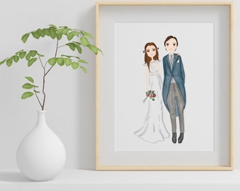 Illustrated Wedding Portrait, Custom Illustration, Couple Portrait, Digital File