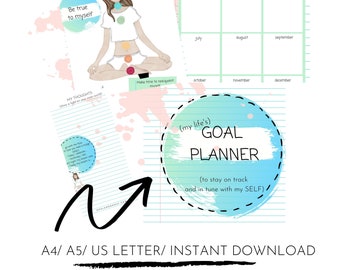 A5, A4, US Letter, Zielplaner, Wellnessplaner, Blue Fun, illustriert, motivierend