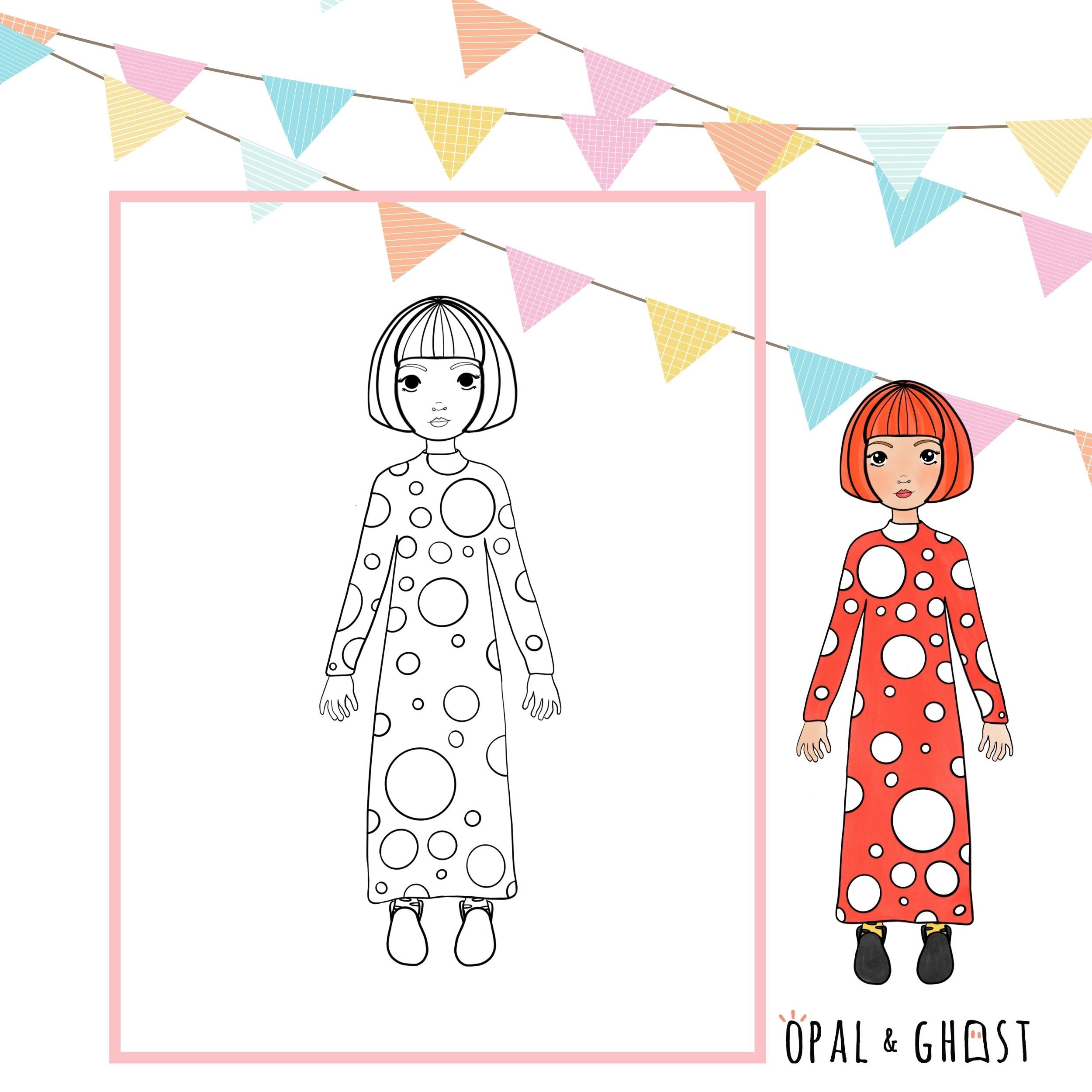 Yayoi Kusama Coloring Sheet Art Activity Digital Creative | Etsy