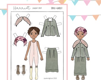 Harriet Tubman Paper Doll, Harriet Tubman Craft, Printable Paper Doll