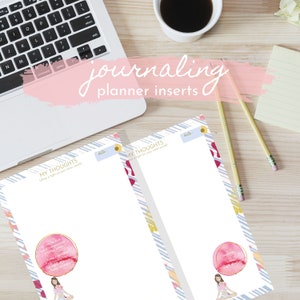 A5, A4, Carta de EE. UU., Páginas de diario, Inserciones de planificador de objetivos, Planificador de bienestar, Floral rosa, Ilustrado, Motivacional