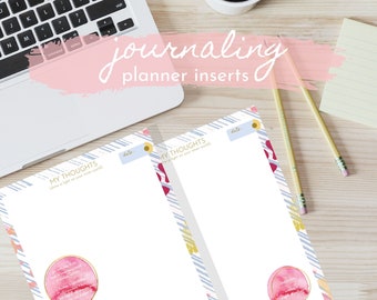 A5, A4, US Letter, Journaling Seiten, Planer Einlagen, Wellness Planner, Pink Floral, Illustriert, Motivierend