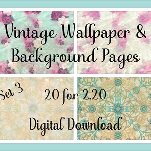 Thee gekleurd vintage behang, achtergrondpagina's, oude pagina's, dagboekpagina's, thee gekleurd, achtergrondpapier, bloemenprints, uitgewassen papier