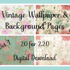Thee gekleurd vintage behang, achtergrondpagina's, oude pagina's, dagboekpagina's, thee gekleurd, achtergrondpapier, bloemenprints, uitgewassen papier