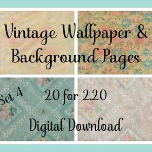 Thee gekleurd vintage behang, achtergrondpagina's, oude pagina's, dagboekpagina's, thee gekleurd, achtergrondpapier, bloemenprints, uitgewassen papier