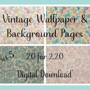 Thee gekleurd vintage behang, achtergrondpagina's, oude pagina's, dagboekpagina's, thee gekleurd, achtergrondpapier, bloemenprints, uitgewassen papier