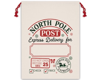 North Pole Post - Gift Bag, Christmas Gift Sack