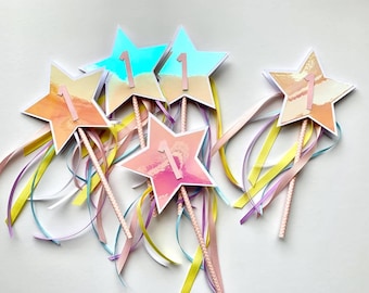 Holographic Star Party Decoration, First Birthday Decor (Set of 12)