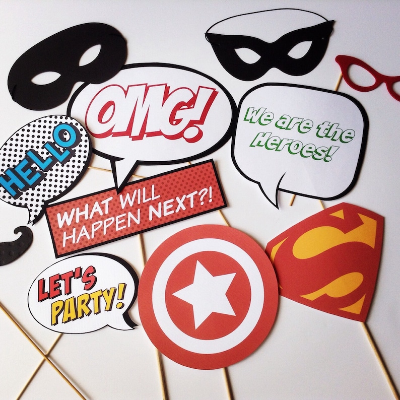Super Hero Photo Booth Props Etsy