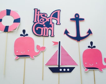 Nautical Baby Shower Decorations: Whale, Anchor, Boat Paper Banners