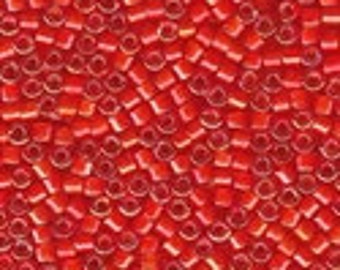 MIYUKI #11 Delica 1780 - Transparent Inside Dyed White Lined Flame Red AB - 5 grams