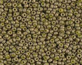 MIYUKI #15 Seed Beads - 10 Grams - 92032 - Matte Olive Luster