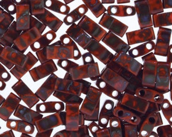 MIYUKI Half Tila Beads - 10 Grams - Picasso Opaque Orange - TLH4520