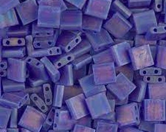 MIYUKI 5mm Tila Beads - 10 Grams - Matte Transparent Cobalt AB/151FR
