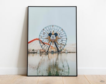 Vintage Ferris Wheel Fantasy Print, Theme Park Ferris Wheel Print, Fun Wall Art, California Photo, Art Print, Photo Print, Digital Download