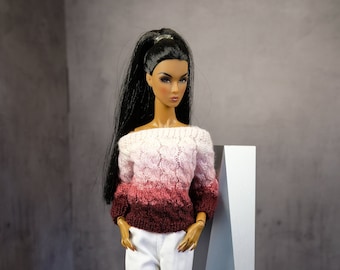 by GEMINI ~ PRE-ORDER doll knitted gradient sweater pullover clothes outfit for Fashion Royalty FR2 Poppy Parker Momoko 1/6 scale