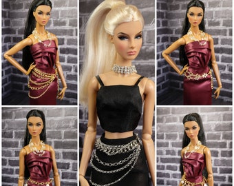 Chain belt for Fashion Royalty Poppy Parker Momoko Lovetones Mizi fashion doll 12 inch 1/6 scale
