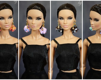 Flower earrings for Fashion Royalty Poppy Parker Barbie Momoko Lovetones Mizi