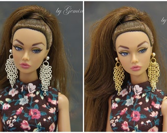 Chain earrings for Fashion Royalty Poppy Parker Barbie Momoko Lovetones Mizi