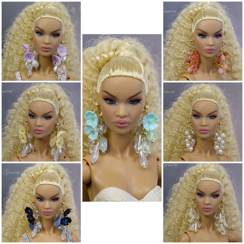 Boucles d'oreilles lustre pour Fashion Royalty Poppy Parker Barbie Momoko Lovetones Mizi image 1