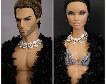 Skull necklace bracelet for Fashion Royalty Poppy Parker Momoko Lovetones Mizi fashion doll 12 inch 1/6 scale