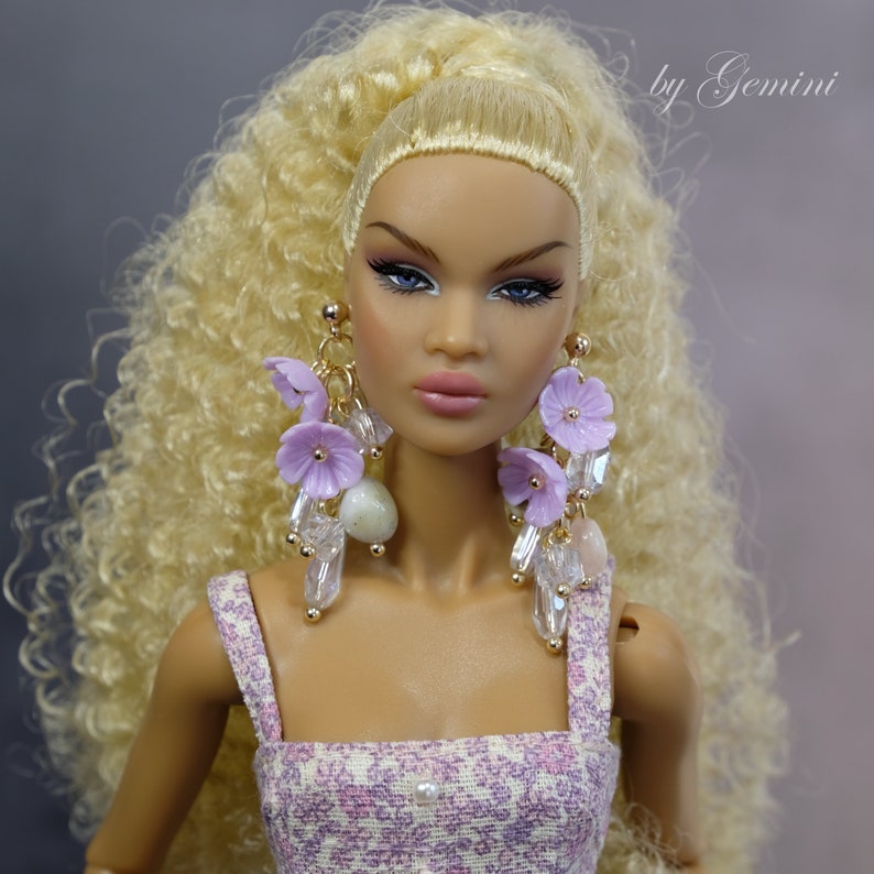 Boucles d'oreilles lustre pour Fashion Royalty Poppy Parker Barbie Momoko Lovetones Mizi Style 1