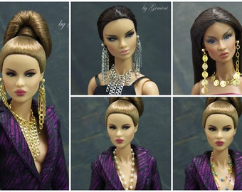 Collana di orecchini per la bambola di moda Fashion Royalty Poppy Parker Momoko Lovetones Mizi, scala 1/6, 12 pollici