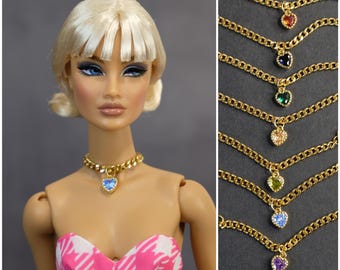 Collar de corazón para muñeca de moda Fashion Royalty Poppy Parker Nu Face Momoko Mizi de 12 pulgadas a escala 1/6