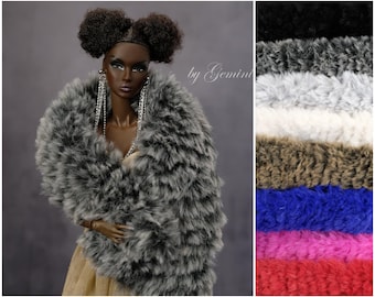 Fur stole accessory for Fashion Royalty Poppy Parker Nu Face Momoko Lovetones fashion doll 12 inch 1/6 scale