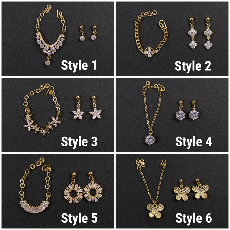 Pu&ograve; includere: Sei diversi stili di set di gioielli in oro con accenti di cristallo trasparente. Ogni set include una collana o un braccialetto e un paio di orecchini. Gli stili includono un design floreale, un design a farfalla e un design rotondo.