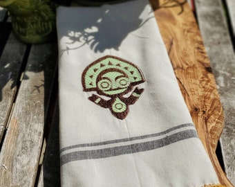 Polynesian Embroidered Tea Towel