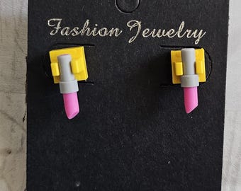 Building Brick Lipstick Earrings