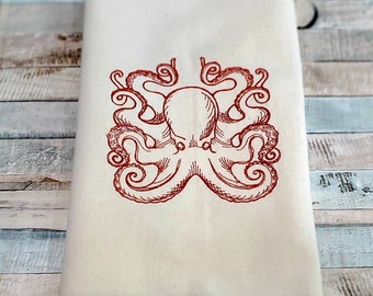 Octopus Embroidered Dish Towel