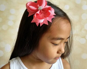 Girls Hair Bow Hot Pink Boutique Hair Bow Toddler Hair Bow Etsy