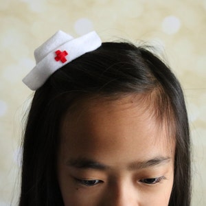 Mini Nurse Hat Clip for Girls Mini Nurse Cap Clip White Nurse Cap Clip Cute Felt Nurse Hat Clip Gift for Nurses for Nurses Week image 3