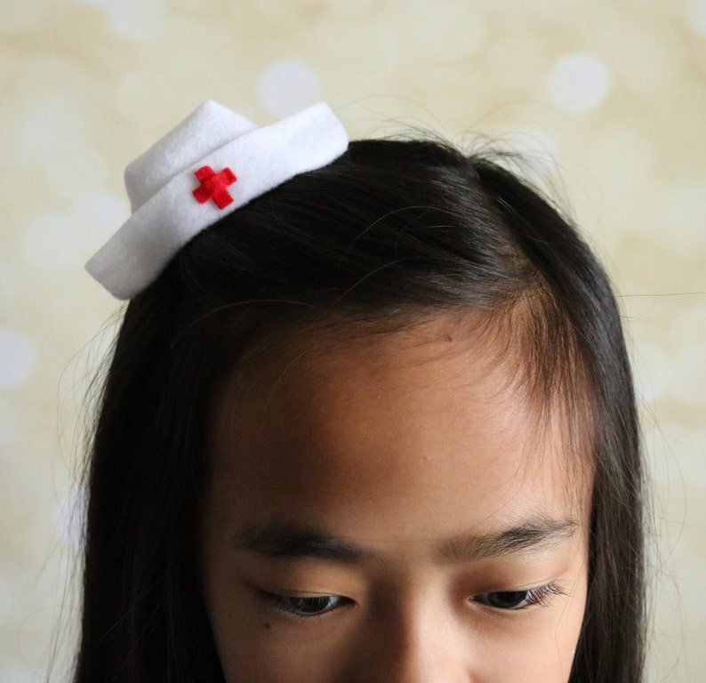 Mini Nurse Hat Clip for Girls Mini Nurse Cap Clip White Nurse Cap Clip Cute Felt Nurse Hat Clip Gift for Nurses for Nurses Week image 3