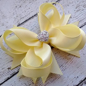 Girls Hair Bow Baby Maize Boutique Hair Bow Toddler Hair Bow Cute Hair Bow Gift for Girls Formal Wedding Bow with Sparkly Heart image 3