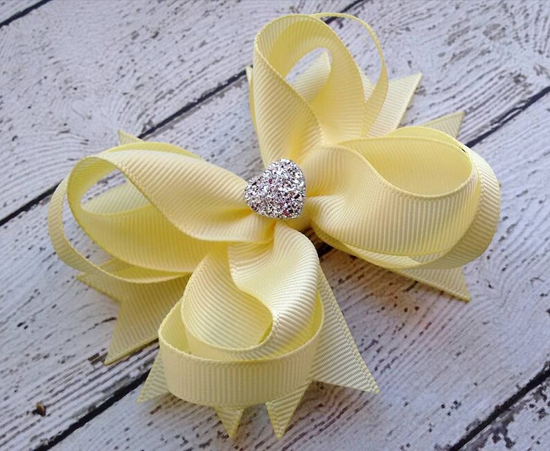 Girls Hair Bow Baby Maize Boutique Hair Bow Toddler Hair Bow Cute Hair Bow Gift for Girls Formal Wedding Bow with Sparkly Heart image 3