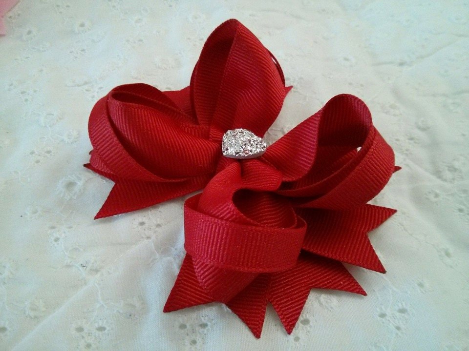 Red Boutique Hair Bow Girls Hair Bow Toddler Hair Bow Etsy