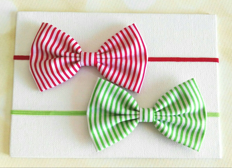 Stripes Baby Bow Headbands Christmas Headband Red Green Etsy