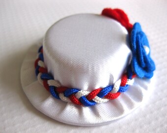 Red White and Blue Baby Hair Clips - Patriotic Mini Hat Hair Clips for Babies - Mini Top Hat Clips for Toddlers - 4th of July Hair Clips