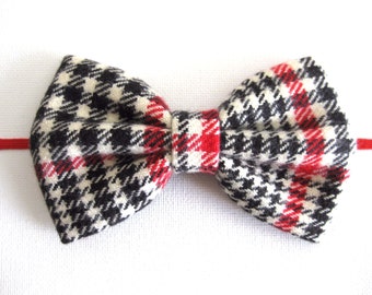 Plaid Baby Bow Headbands - Christmas Headband - Baby Hair Bands - Red Black White Baby Bow Headband - Girls Hair Bow - Flannel Big Hair Bows